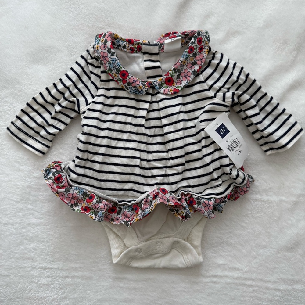 GAP Black and White Striped Baby Bodysuit